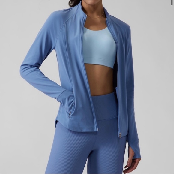 Athleta Jackets & Blazers - Athleta EUC Woman’s Salutation Cottage Blue Jacket Size Large